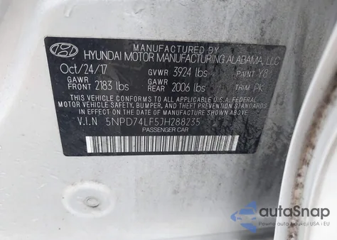 2018 Hyundai Elantra Se z USA, uszkodzony, nr VIN 5NPD74LF5JH288235